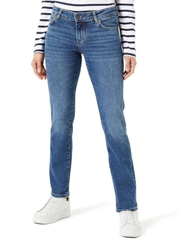 Marc OߴPolo Damen Jeanshose mit Stretch-Anteil Straight Fit, Blau (Authentic Mid Blue Wash), W31/L30 im Sale